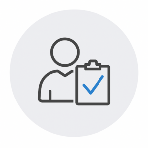 Icon of person holding a clipboard